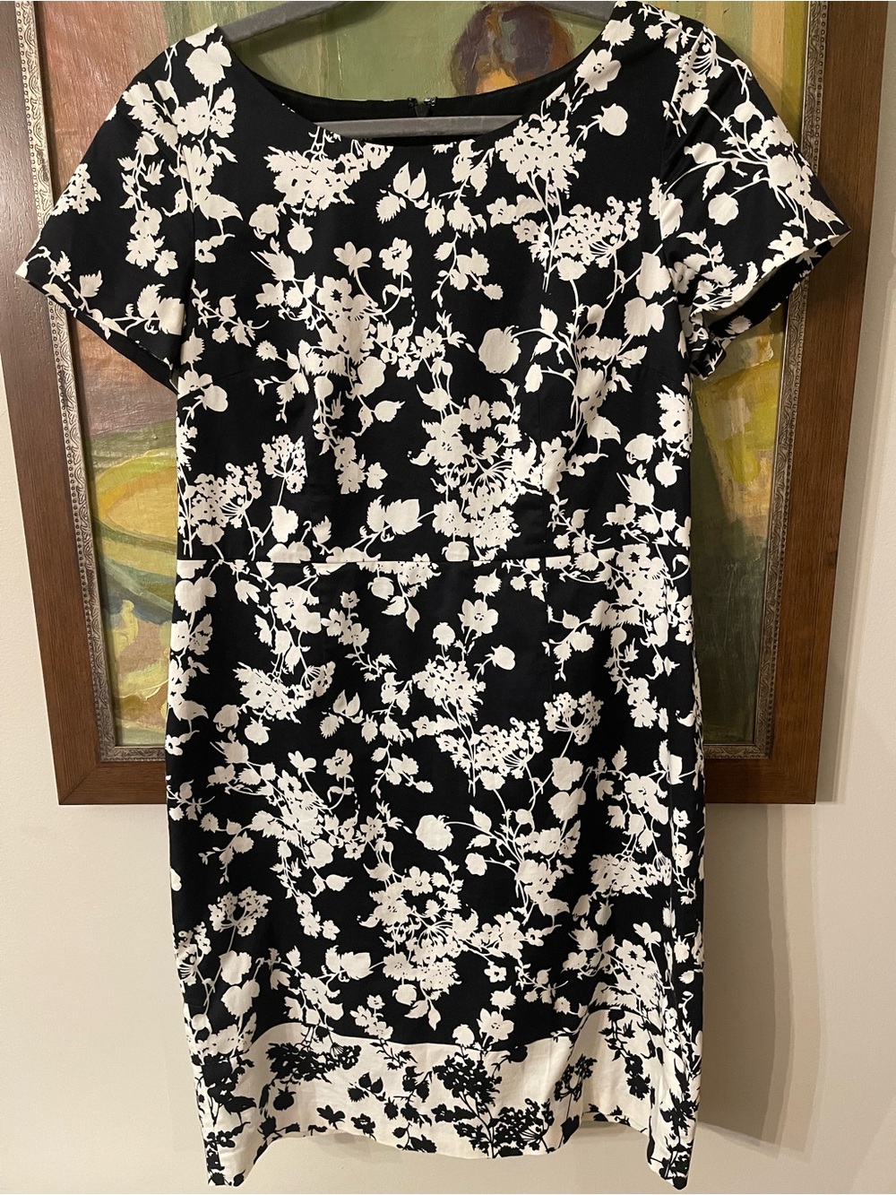 Talbots Black and White Floral Shift Dress
